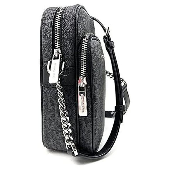 Jet Set Travel Signature PVC Medium Logo Chain Crossbody Flight Bag Black - Picture 4 of 7